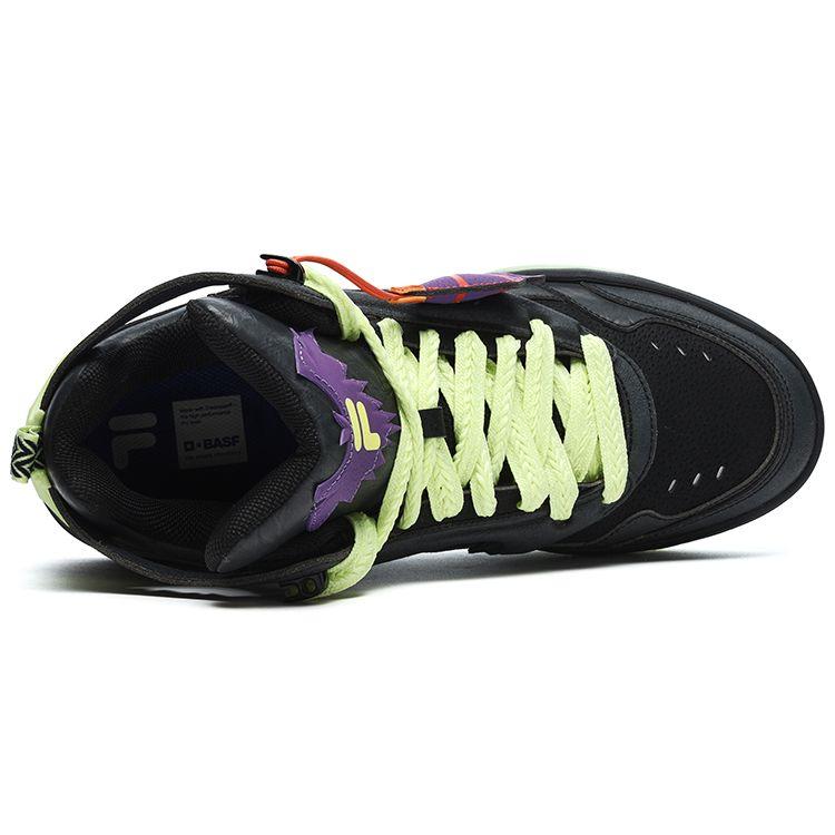 Fila Fusion Serie Desperado Tessuto Pelle Sintetica Scarpe Shadow Bat Mid Top Scarpe da Basket Retrò Sneakers Donna Nero Viola T12W243231FBP
