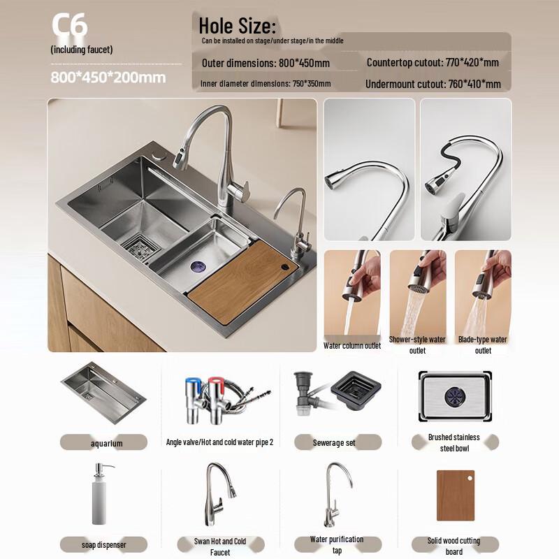 Yuying Stainless Steel Kitchen Sink Set