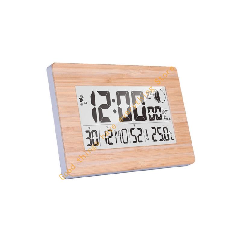 

Battery Operated Alarm Clock LCD Display with Date Day Temperature 12/24Hour Format Snoozes Function Moon Phase Design 55KF