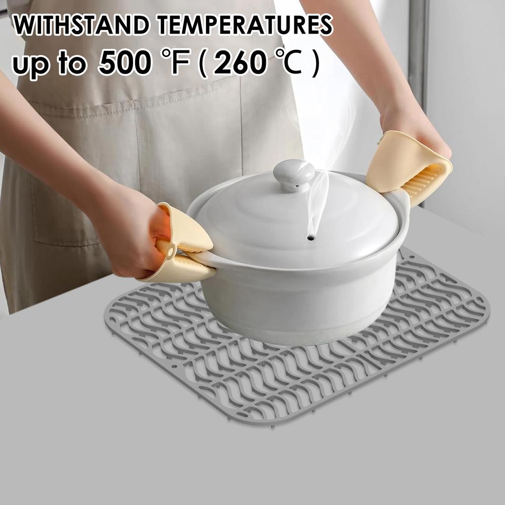4Pcs Silicone Drain Pad Drying Mat Pots Dish Drain Mat Sink Protector Mats For Kitchen Tableware Non-slip Anti-scald Coaster