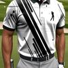Men's Casual Sports Short-sleeved POLO, Geometric Lines and Golf Pattern Print