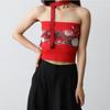 Korean Traditional Pattern Graphic Tube Top [Peony Butterfly Painting)
