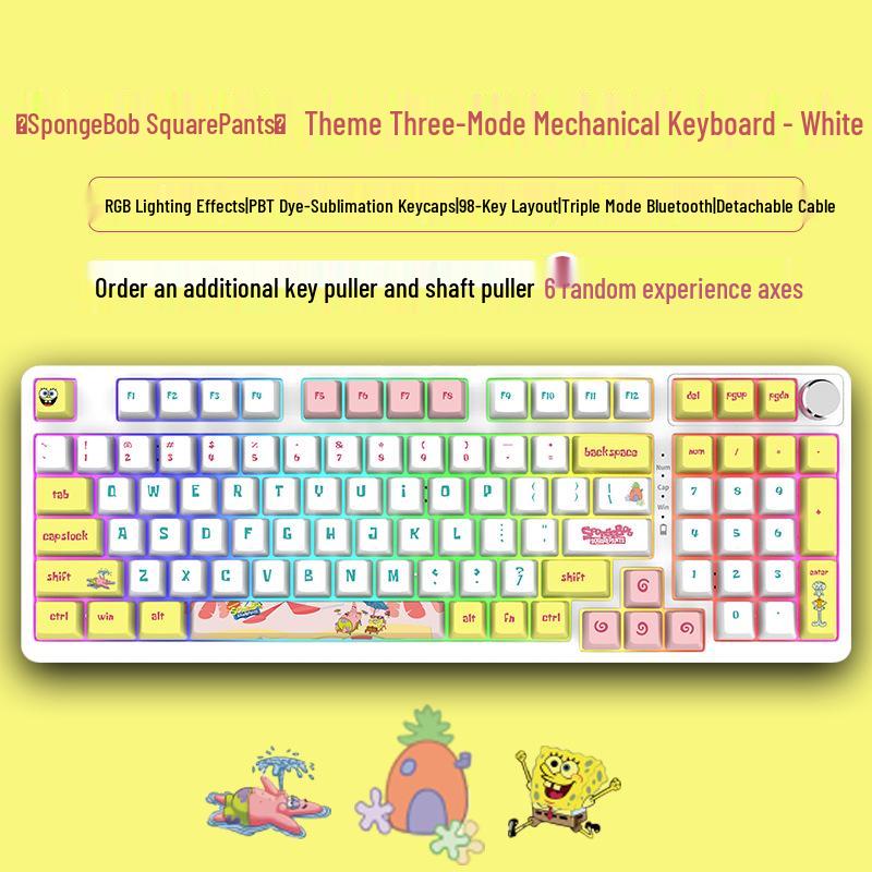 98-Key Wireless Bluetooth Three-Mode Mechanical Keyboard - Gaming, Esports, Office, PBT Transparent DIY Customization