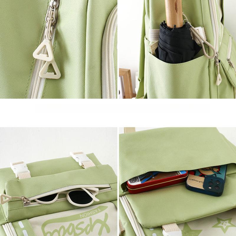 4 Piece Backpack Female Elementary School Students During The School Start Season  Large Capacity Girl Junior Backpack College Student Travel Bag Set