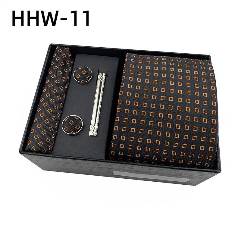 Paisley Men'S Tie Square Cuff Tie Clip Gift Box Set Business Casual Tie Black Gift Box