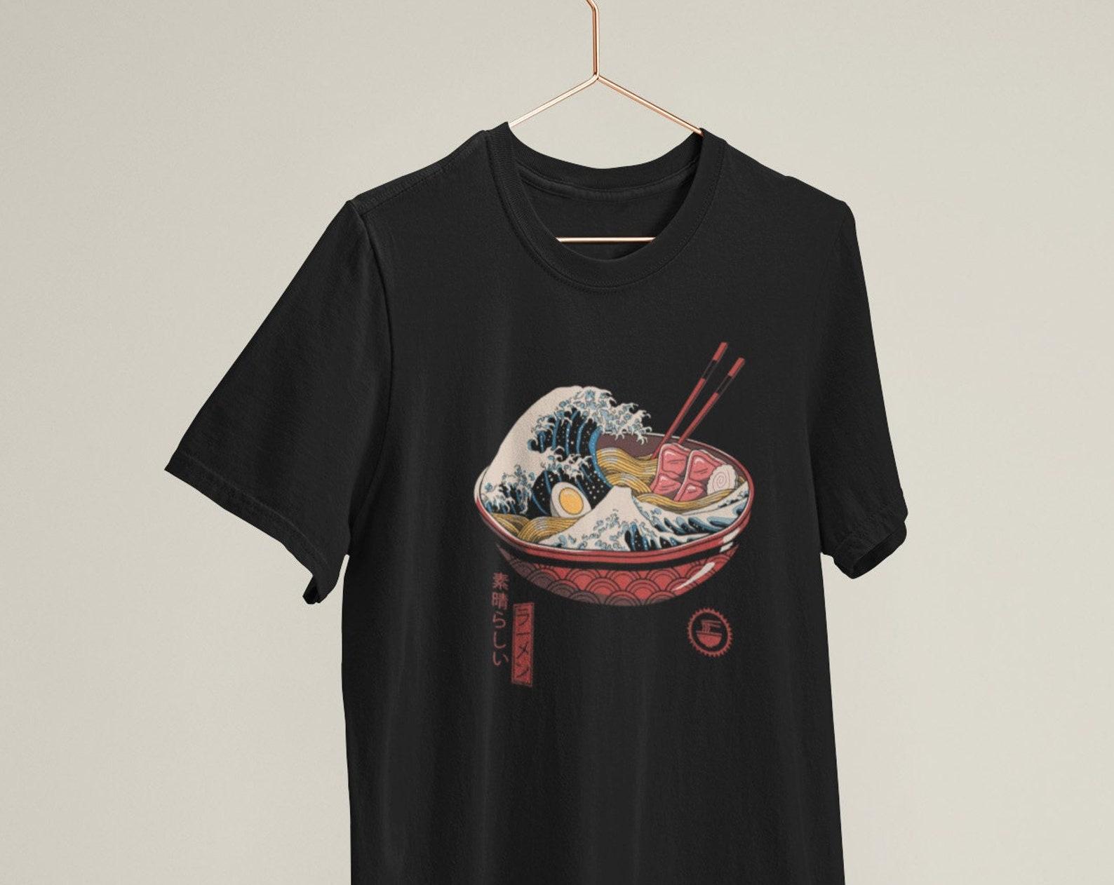 Miso Soup Great Wave T shirt - Japanese Art Cotton Tee 4XL