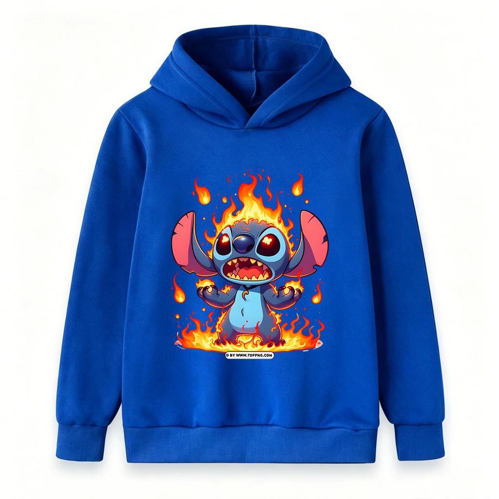 Kids Boys Girls Hoodie Angry Fire Stitch Graphic Print Pullover Hooded Sweatshirt Casual Long Sleeve Loose Fit Top For Teenagers Children Streetwear