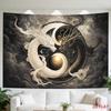 Grande Arazzo Drago Yin Yang da Appendere alla Parete Decorazione Cinese Stampa Artistica Feng Shui Mitologia Lusso Bianco e Nero Soggiorno