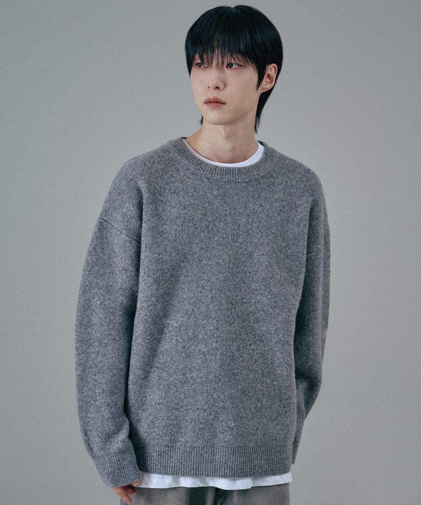 Mubeun Soft Wool Blend Crew Neck Sweatknit Gray