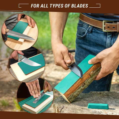 BeaverCraft Knife Sharpening Strop LS2P1 Leather Strop - Knife Sharpening Kit 3 X 8 Inches - Sharpening Strop Polishing Compound Set - Double-Sided Kn