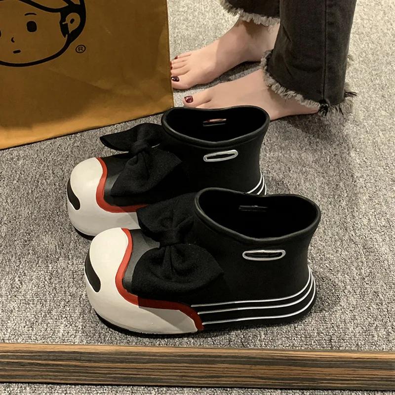 New Women's Bowknot Rain Boots EVA Ultra-light Adult Waterproof Outdoor Non-slip Rain Boots Thick-soled Round-toed Rain Boots
