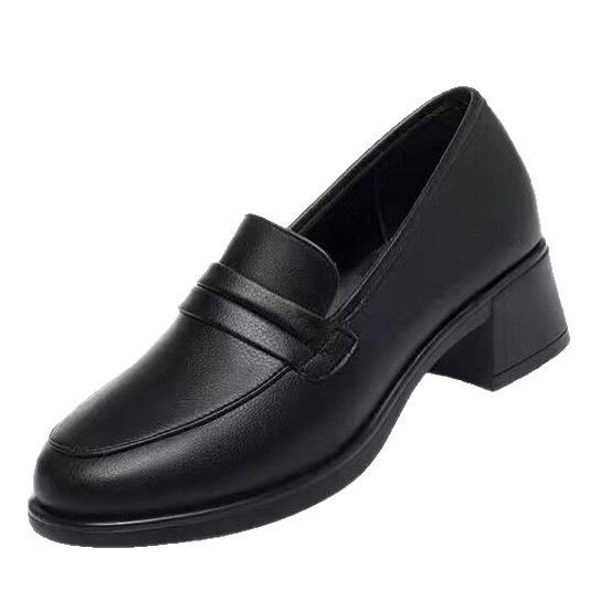 Schwarze kleine Lederschuhe im britischen Stil, neue flache Einzel-Schuhe, Herbst, große Größen.
