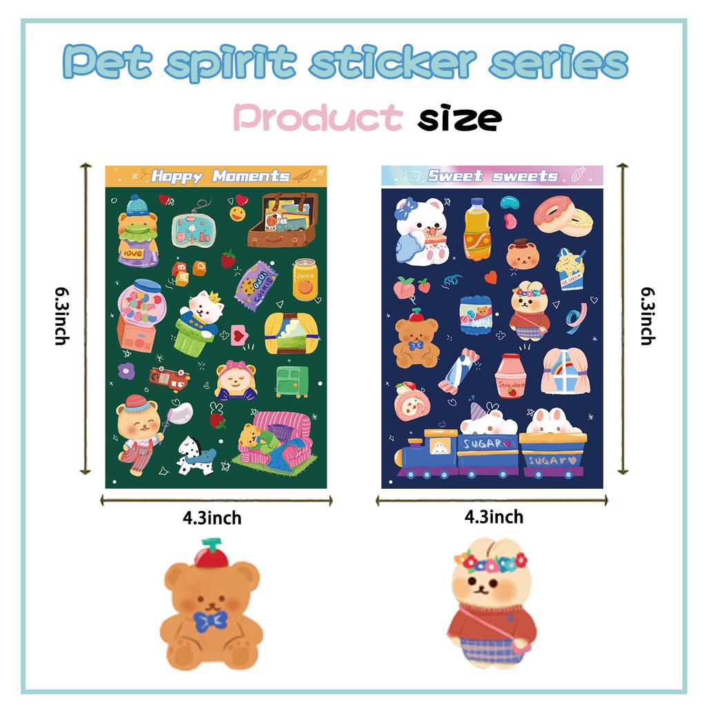 8PCS Cartoon Object Stickers Cute Cartoon Bear Baking Doodle Collage Computer Cell Phone Laptop Decoration Waterproof Stickers