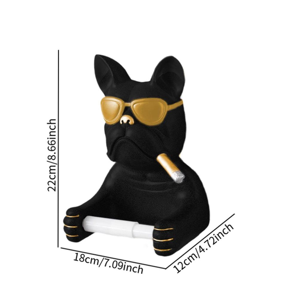 Modern European Wall-mounted Toilet Paper Holder with Sunglasses And Dog Motif. Ideal for The Home.