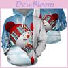 Gemütlicher Herren Xmas Hoodie Weihnachten Schneemann Druck Sweatshirt Weiches Langarm Oberteil
