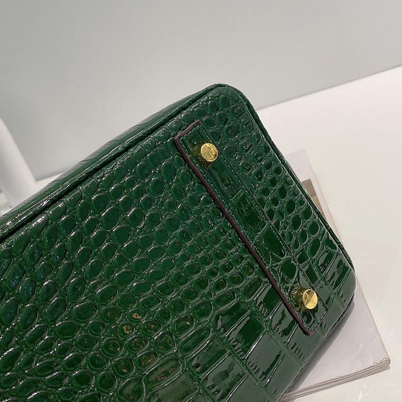 2025 Kabelka z platinového krokodýlího vzoru: Vysoká kvalita, velká kapacita (30cm), Styl přes rameno a messenger (25 cm)