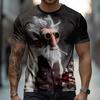 3D Gedrucktes Vintage Alter Mann Grafik T-Shirt Für Männer Zigarette Wein Charakter Muster Tees Sommer Kurzarm Rundhals Oberteile