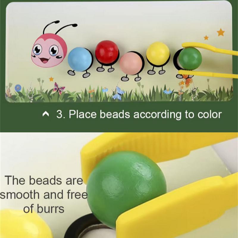 Wooden Clip Beads Games Montessori Toys Color Matching Parish Learning Set Fine Movement Training Educational Toys For Children