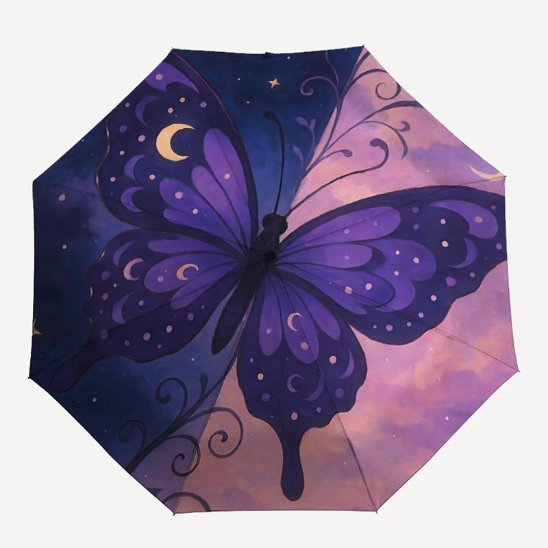 

1pc Butterfly Fantasy One Umbrella a Plastic Hle, Compact Stylish, with a Vibrant Cartoon Pattern, Perfect Home, Travel
