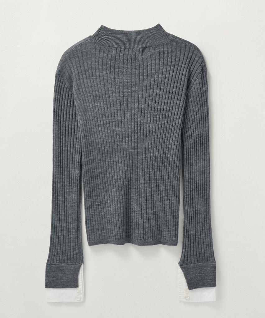 Seteo (W) Cuff Mock Neck Knit Melange Gray
