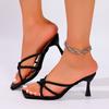 Fashion 2025 Summer New Style Mid-heel High Heels Women's Outdoor Wear Square Head Thin Strap Open Toe with Dress Open Heel slippers