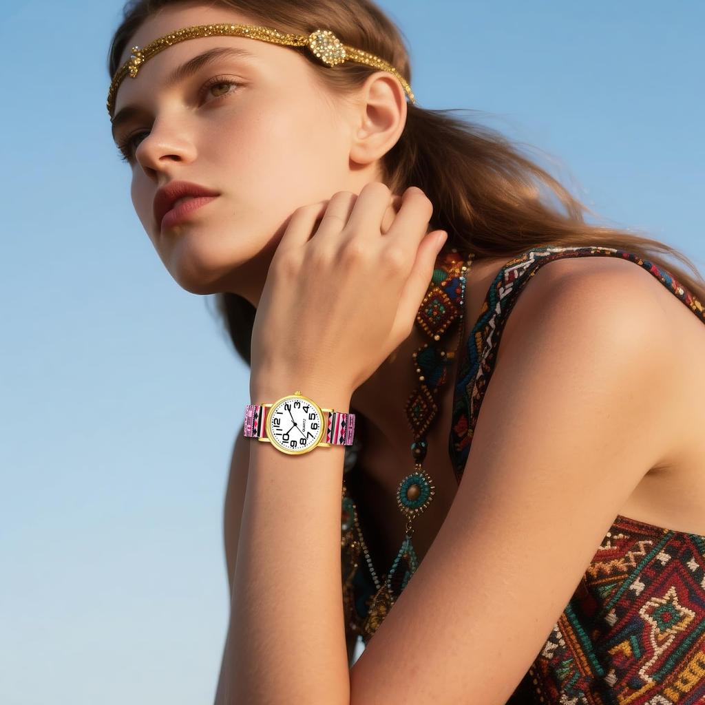 Cute Women's Analog Waterproof Watch: Bohemian Antique Style with Stainless Steel Strap - Perfect Valentine's Day or Christmas Gift