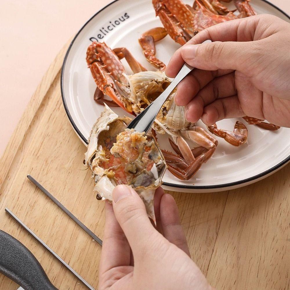 4Pcs Stainless Steel Crab Leg Forks Pick Sets Efficient Lobster Shellers Crab Eating Tools