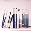 Jessup 15 szt. Błękit pruski / Złote Piaski Zestaw pędzli do makijażu Zestawy kosmetyczne Pędzel do makijażu oczu CIENI DO UST BRUSH BLENDER