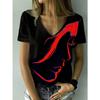 Large Size Floral Print V-neck Short Sleeved T-shirt Women Summer 3d Tees