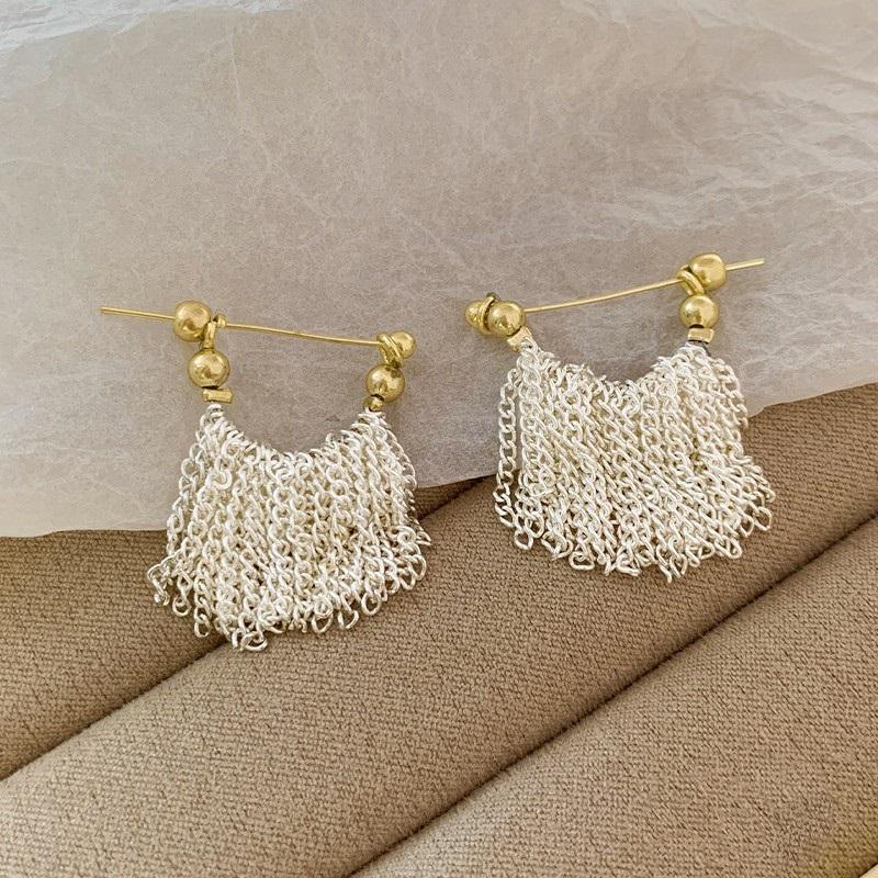 Waterfall Necklace Design Tassel Earrings Female Wave Light Temperament Earrings 14K Collarbone Chain