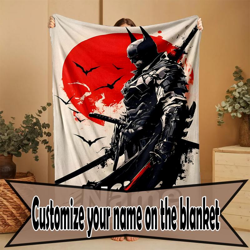Custom Name Personalized Batman Print Blanket, Home Decor, Bedroom, Sofa, Camping, Couch, Gifts for Birthday Christmas