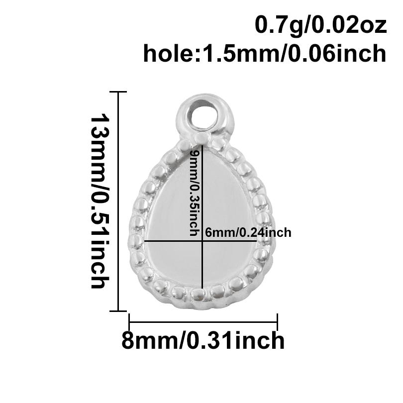 

6pcs No Fade Oval Square Heart Charm Blank Tray Base Settings DIY Jewelry Making Accessories Stainless Steel Pendant Charm Bulk