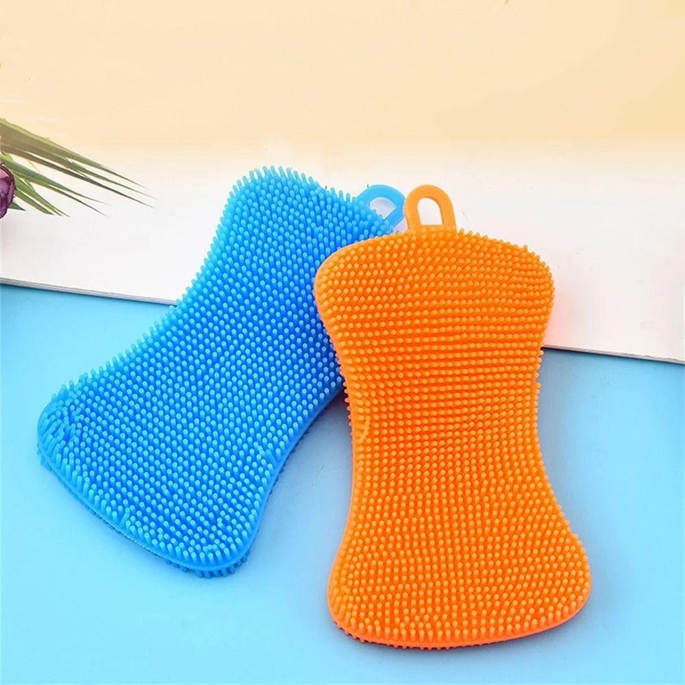 Soft Silicone Dishwashing Brush Double Sided Washing Cleaning Brushes Fruit Vegetable