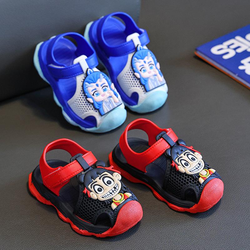 Children's Sandals New Summer Non-Slip Soft Sole Boys' Velcro Toddler Shoes Baby Beach Sandals