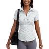 Damen Kurzarm Hemdbluse Slim Fit Knopfleiste Sommer Leichtes Bedrucktes Oberteil für Büro und Freizeit