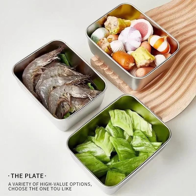 6Pcs/set Stainless Steel Food Storage Containers With Lids Leakproof Stackable Reusable Camping Picnic Storage Boxes Organizer