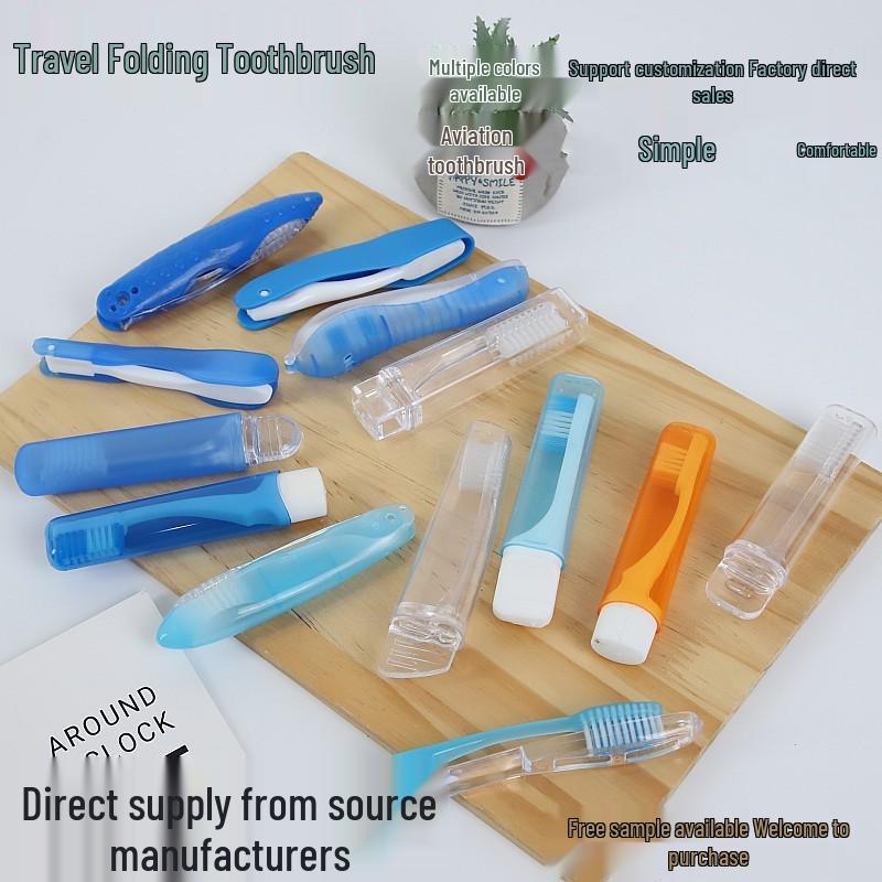 Compact Folding Travel Toothbrush Set with Soft Bristles - Colorful Family Pack for Hotel and Business Trips