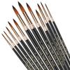 12pcs Nylon Brush Two Tone Hairy Brush, Round Edge Watercolor Brush Art Painting Pen