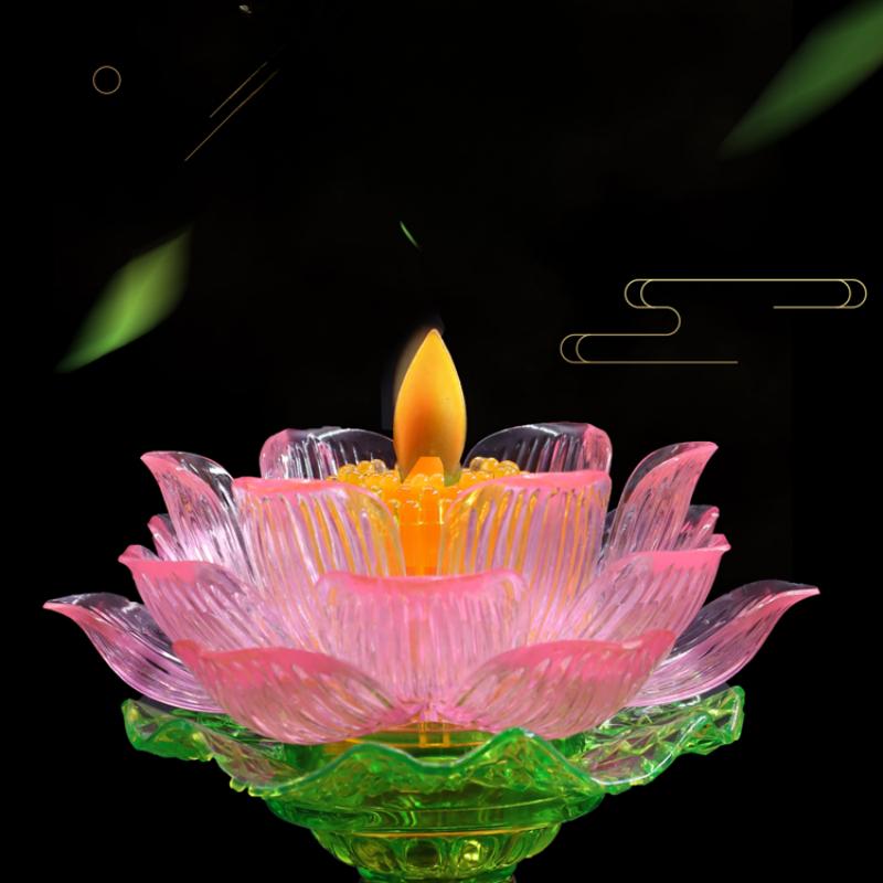 2 Stück/Los Chinesische Retro LED 110V~220V Lotuslampe Haushalt Gebetshalle elektrische Kerze Feng Shui Dekoration Heimdeko