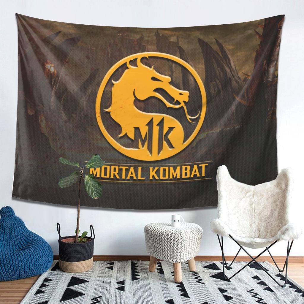 Mortal Kombat Logo Tapestry Decor Art Aesthetic Tapestries for Living Room Bedroom Home Wall Cloth Wall Hanging