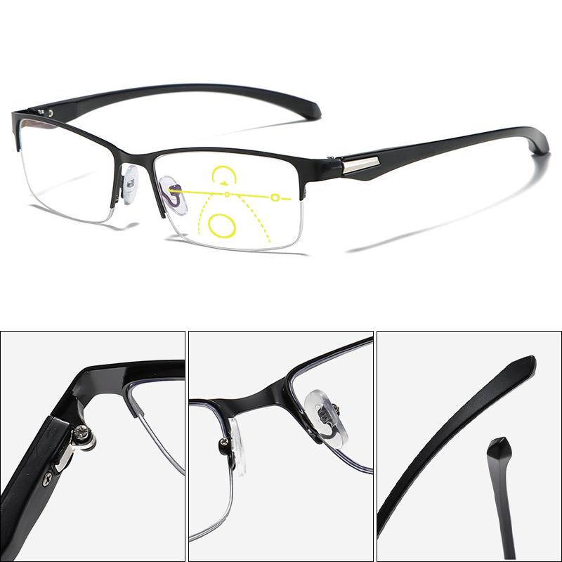 Xiaomi Men Women Progressive Reading Glasses Photochromic Anti Blue Light Presbyopia Glasses Semi Rim Metal Frame 1.00 to 4.00 Diopters