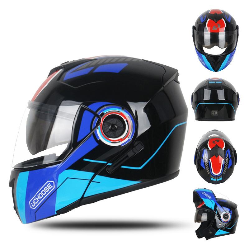 

Модный мотоциклетный шлем Uchoose с двумя линзами, защитный шлем с кроссовками, модульный флип S