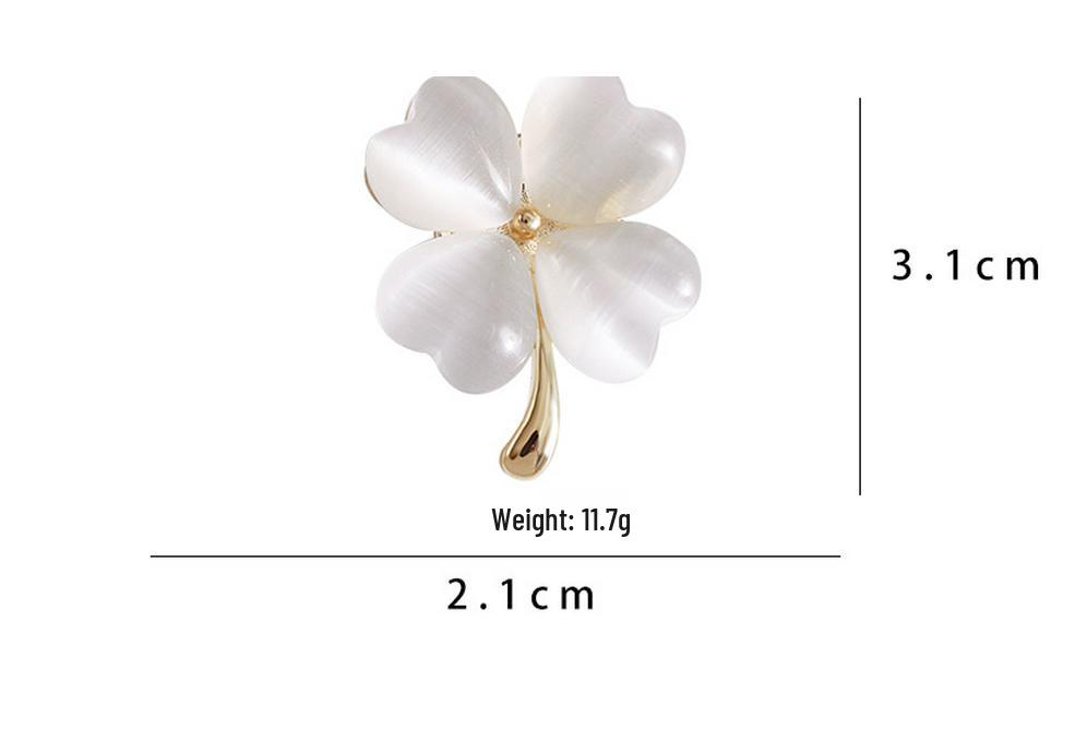 High-Grade Magnetic Four-Leaf Clover Brooch: Women’s Flower Anti-Exposure Clothing Pin