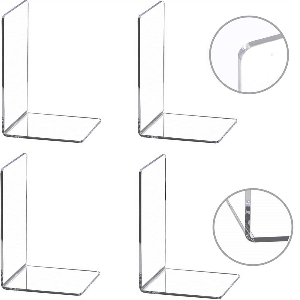 Transparent Acrylic L-shaped Book Stand and Bookend