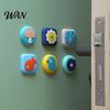 Wall Protection Pad 2Pcs Cartoon Door Knob Stopper Protector Self-Adhesive Round Impact Absorber Handle Stop Quiet Shock Absorbent Anti-collision