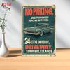 Vintage Metal No Parking Sign with Classic Car Illustration  Retro Wall Decor   Durable  Easy To Hang Perfect for Home Of