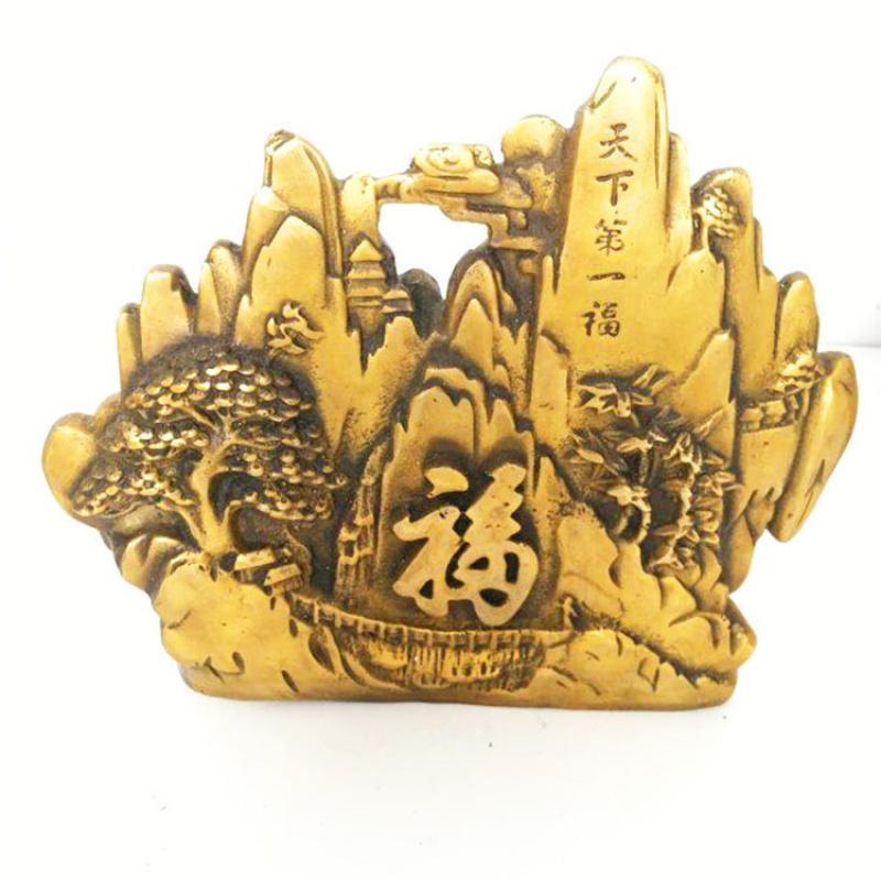 Antique Fu Yifan Character Smooth Ornament Vintage Copperware Supplies Metal Craft