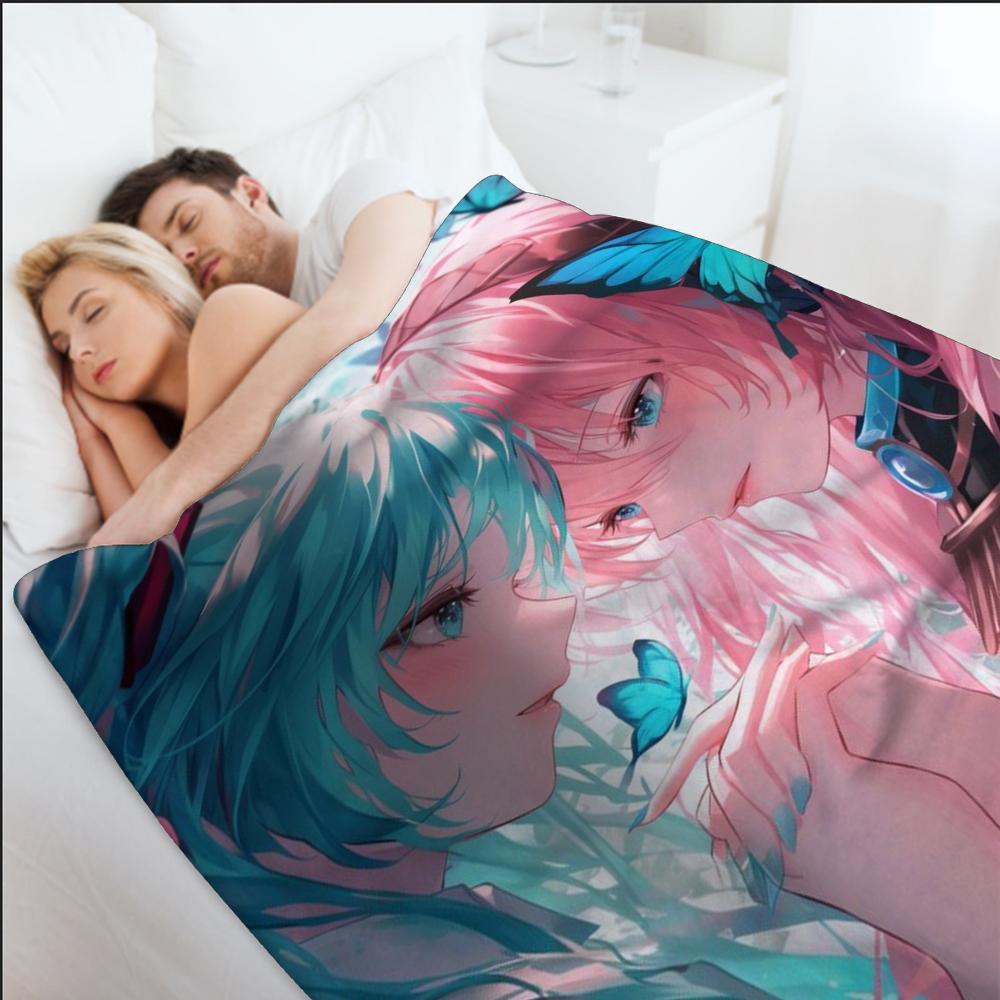 Throw Blanket Aesthetic Portable Home R18+Hatsune Travel Camping Miku Sofa Picnic Thick Warm Flannel Blanket