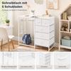 Children's Wardrobe with 6 Drawers, Clothes Rail & Socket - Multifunctional Coat Rack for Children's Room, White