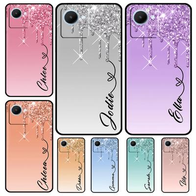 Personalised Glitter Name Case For Realme 11 Pro Plus 10 9 GT Neo 5 3 3T C11 C15 C25s C21Y C30 C31 C33 C35 C53 C55